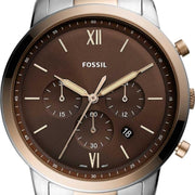 Fossil Neutra Chronograph Brown Dial Two Tone Steel Strap Watch for Men - FS5869