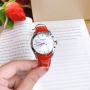 Tissot Couturier Lady Silver Dial Red Leather Strap Watch for Women - T035.210.16.031.01