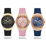 Guess Rose Gold Dial with Diamonds Pink Rubber Strap Watch For Women - W1053L3