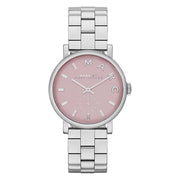 Marc Jacobs Baker Pink Dial Silver Steel Strap Watch for Women - MBM3283