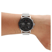 Tommy Hilfiger Evan Grey Dial Silver Mesh Bracelet Watch for Men - 1710396