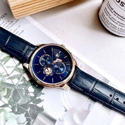 Tommy Hilfiger Weston Chronograph Blue Dial Blue Leather Strap Watch For Men - 1710503