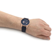 Tommy Hilfiger Weston Chronograph Blue Dial Blue Leather Strap Watch For Men - 1710503