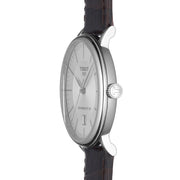 Tissot T-Classic Powermatic 80 Silver Dial Brown Leather Strap Watch For Men - T122.407.16.031.00