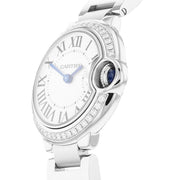 Cartier Ballon Bleu De Cartier Diamonds White Dial Silver Steel Strap Watch for Women - W4BB0015