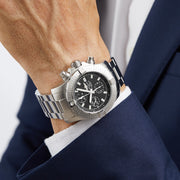 Breitling Avenger Chronograph 43 Black Dial Silver Steel Strap Watch for Men - A13385101B1A1