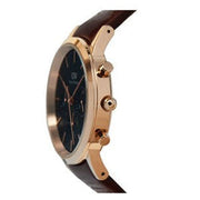 Daniel Wellington Iconic Chronograph Blue Dial Brown Leather Strap Watch For Men - DW00100639