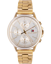 Tommy Hilfiger Carly White Dial Gold Steel Strap Watch for Women - 1781786