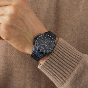 Hugo Boss Aeroliner Chronograph Black Dial Black Steel Strap Watch for Men - 1513180