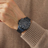 Hugo Boss Aeroliner Chronograph Black Dial Black Steel Strap Watch for Men - 1513180
