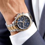 Hugo Boss Hero Chronograph Blue Dial Two Tone Steel Strap Watch for Men - 1513767