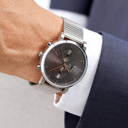 Hugo Boss Integrity Chronorgaph Grey Dial Silver Mesh Bracelet Watch for Men - 1513807