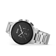 Hugo Boss Peak Chronograph Black Dial Silver Steel Strap Watch for Men - 1513762