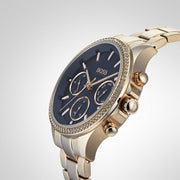 Hugo Boss Hera Chronograph Blue Dial Gold Steel Strap Watch for Women - 1502566