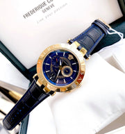 Versace V-Race Multifunction Chronograph Blue Dial Blue Leather Strap Watch For Men - VEBV00219