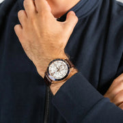 Tommy Hilfiger Luke Quartz White Dial Brown Leather Strap Watch for Men - 1791118