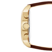 Tommy Hilfiger Jake Quartz White Dial Brown Leather Strap Watch for Men - 1791231