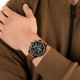 Tommy Hilfiger Gavin Chronograph Quartz Black Dial Brown Leather Strap Watch for Men - 1791470