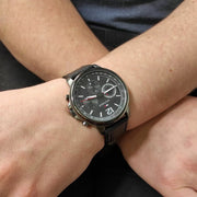 Tommy Hilfiger London Chronograph Grey Dial Black Leather Strap Watch for Men - 1791533