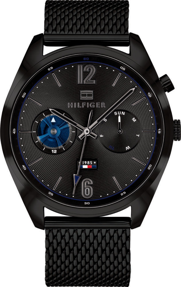Tommy Hilfiger Deacon Analog Black Dial Black Mesh Bracelet Watch for Men - 1791547