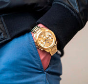 Tommy Hilfiger Lars Chronograph Gold Dial Gold Steel Strap Watch For Men - 1792060