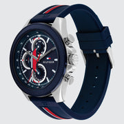 Tommy Hilfiger Clark Chronograph Blue Dial Black Leather Strap Watch For Men - 1792083