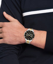 Tommy Hilfiger Jordon Chronograph Black Dial Two Tone Steel Strap Watch For Men - 1792095