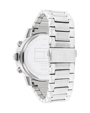 Tommy Hilfiger Troy Chronograph Blue Dial Silver Steel Strap Watch For Men - 1792104