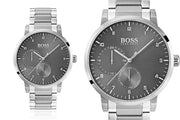 Hugo Boss Oxygen Chronograph Grey Dial Silver Steel Strap Watch for Men - 1513596