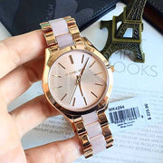 Michael Kors Slim Runway Rose Gold Dial Two Tone Steel Strap Watch for Women - MK4294