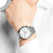 Hugo Boss Aeroliner Chronograph White Dial Silver Steel Strap Watch for Men - 1513182