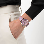 Swarovski Octea Lux Chrono Pink Dial Pink Leather Strap Watch for Women - 5452501