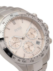 Hugo Boss Novia Chronograph Pink Dial Silver Steel Strap Watch for Women - 1502615