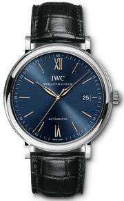 IWC Portofino '150 Years Edition' Automatic Blue Dial Black Leather Strap Watch for Men - IW356518