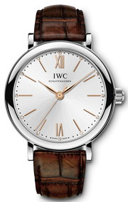 IWC Portofino Automatic Silver Dial Brown Leather Strap Watch for Women - IW357403
