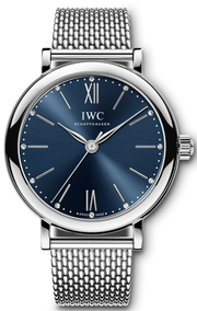 IWC Portofino Automatic Blue Dial Silver Mesh Bracelet Watch for Women - IW357404