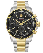 Movado Series 800 Chronograph Black Dial Two Tone Steel Strap Watch For Men - 2600146