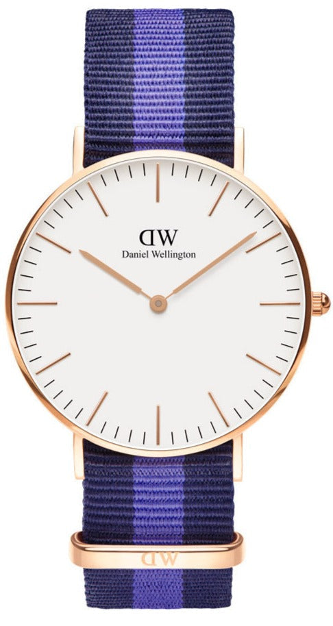 Daniel Wellington Classic Swansea White Dial Two Tone Nylon Strap Watch For Women - 0504DW