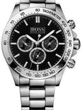 Hugo Boss Ikon Chronograph Black Dial Silver Steel Strap Watch for Men - 1512965