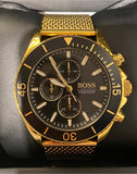 Hugo Boss Ocean Edition Chronograph Black Dial Gold Mesh Bracelet Watch for Men - 1513703