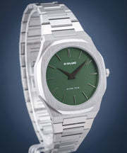 D1 Milano Ultra Thin Moss Green Dial Silver Steel Strap Watch for Men - D1-UTBJ06