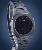 D1 Milano Ultra Thin Black Dial Gray Steel Strap Watch for Men - D1-UTBJ15