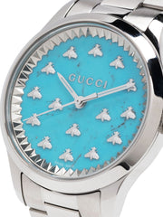 Gucci G Timeless Quartz Turquoise Dial Silver Steel Strap Unisex Watch - YA1265044