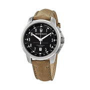 Maserati Successo Black Dial Beige Leather Strap Watch For Men - R8851121004