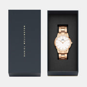 Daniel Wellington Iconic Link White Dial Gold Steel Strap Watch For Men - DW00100343