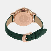 Emporio Armani Pro Planet Analog Silver Dial Green Leather Strap Watch For Women - AR11517