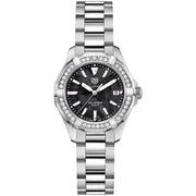 Tag Heuer Aquaracer Quartz Diamonds Black Dial Silver Steel Strap Watch for Women - WAY131P.BA0748