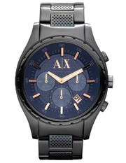 Armani Exchange Chronograph Blue Dial Grey Steel Strap Watch For Men - AX1166