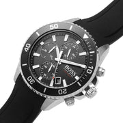 Hugo Boss Admiral Chronograph Black Dial Black Silicone Strap Watch for Men - 1513912