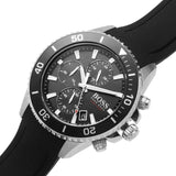 Hugo Boss Admiral Chronograph Black Dial Black Silicone Strap Watch for Men - 1513912